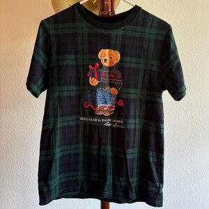 Polo by Ralph Lauren Black & Green Plaid Bear Graphic Tee - Kids 14-16